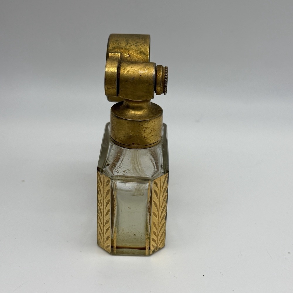 Marcel Franck Gold Gilt Glass Perfume Bottle with Atomizer - Made in France - Picture 4 of 7